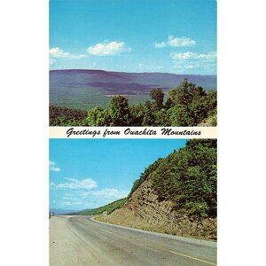 Postcard Greetings from Ouachita Mountains Vintage Chrome Unposted 1939-1970s